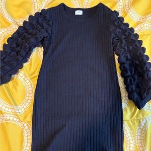 Black Shirt with Textured Sleeves